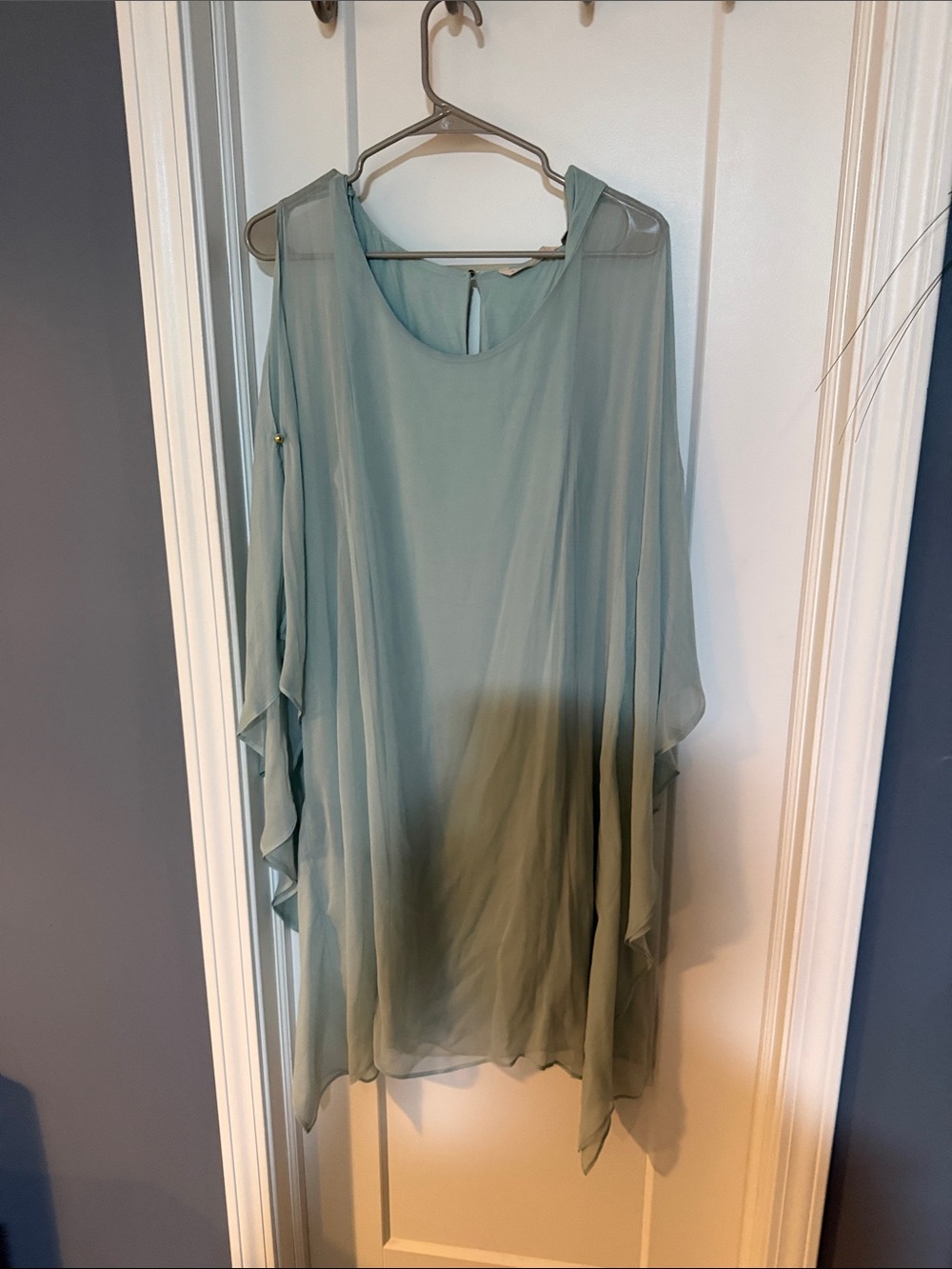 Soft Surroundings One-Shoulder Chiffon Dress in light blue